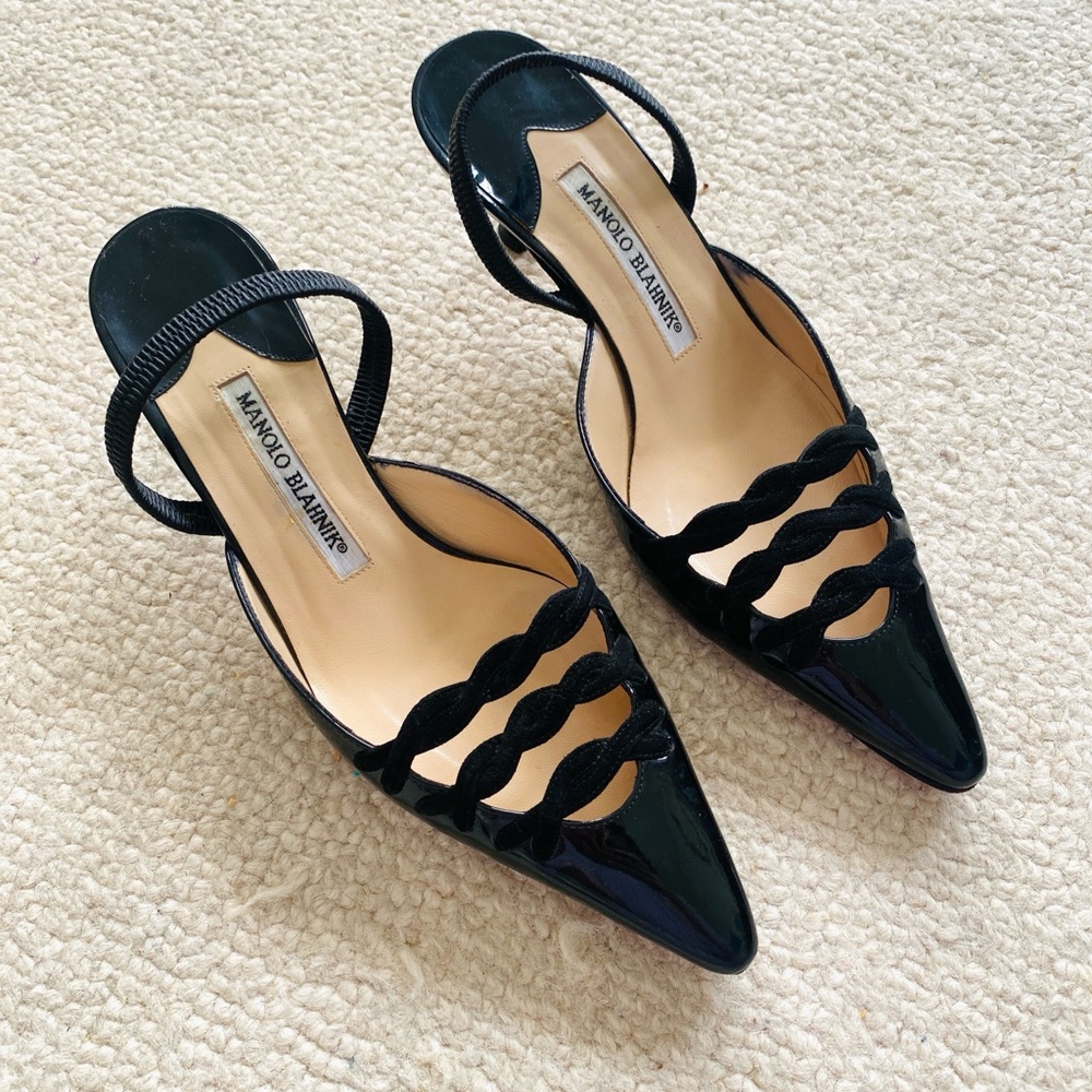Manolo Blahnik Slingback Kitten Heels